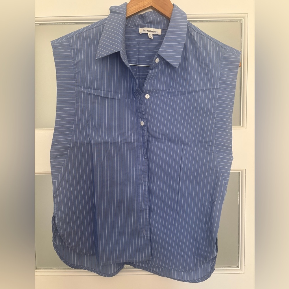 Heartloom Navy Pinstripe Blouse